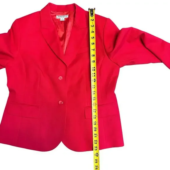 Vintage Pendleton Blazer Womens Size 12 Soild Red 100% Virgin Wool Petite - Picture 6 of 10